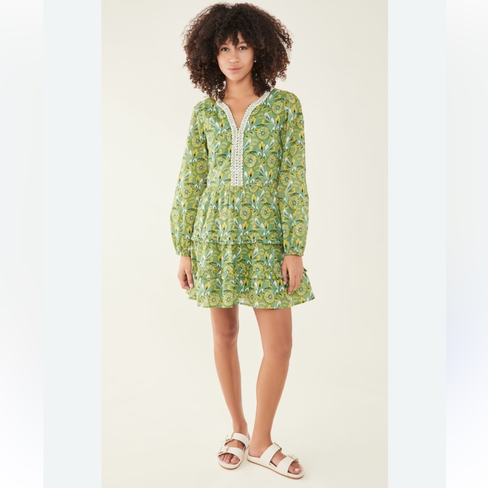 Roller Rabbit Green Patterned Long Sleeve Dress